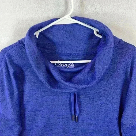 Gerry Women’s Knit Top Size Small Blue Cowl Neck with Drawstring Poly/Spandex - Picture 3 of 11
